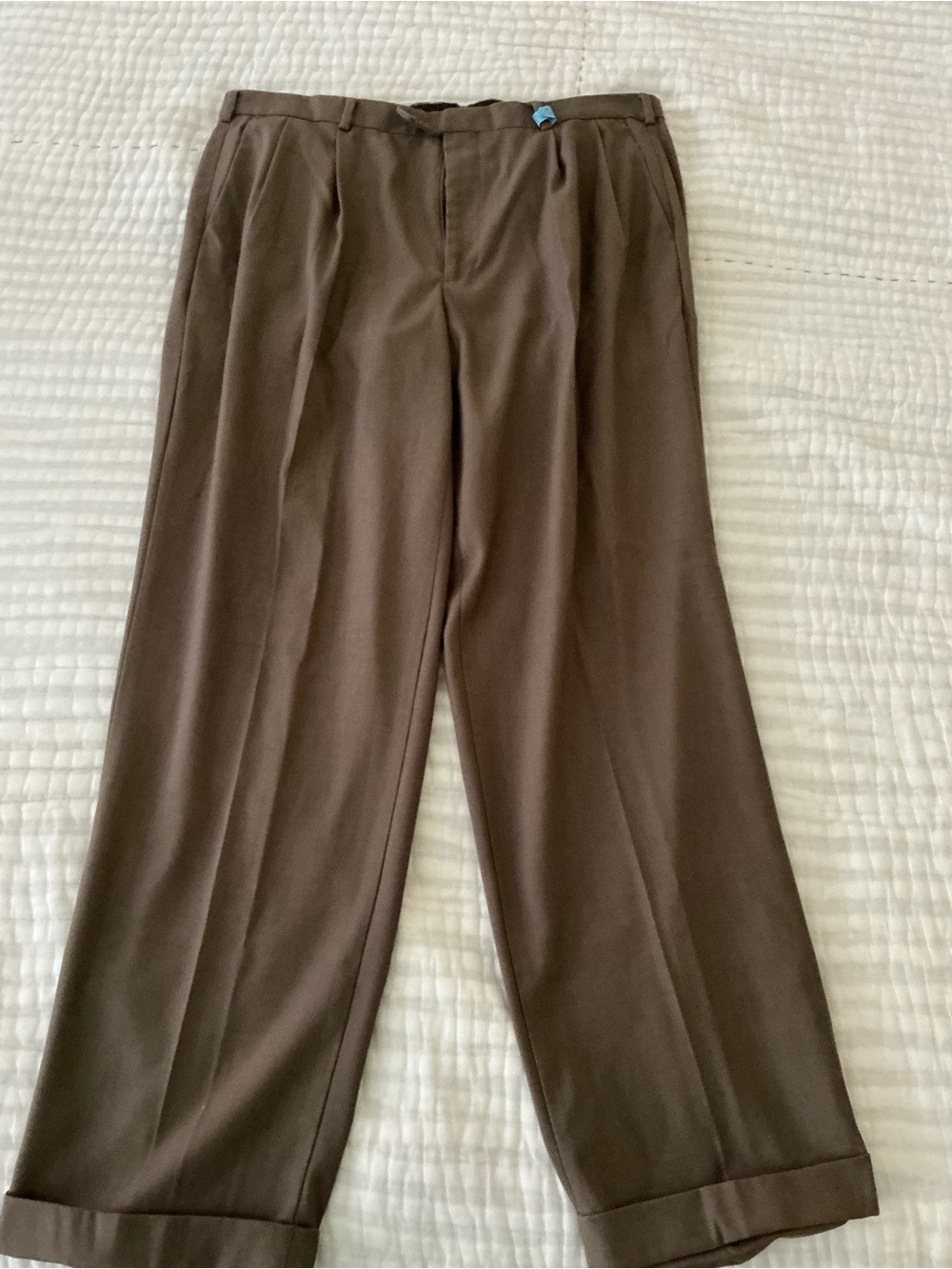 Perry Ellis Men's Dark Brown Pleated Dress Pants
